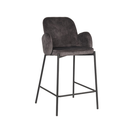 LABEL51 Barkruk Jari - Antraciet - Velours - Zithoogte 65