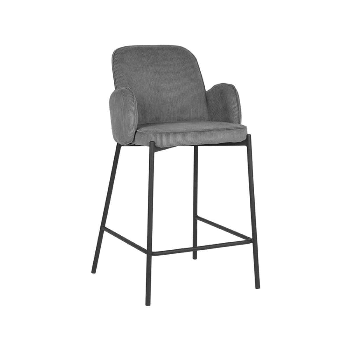 LABEL51 Barkruk Jari - Donkergrijs - Ribcord - Zithoogte 65