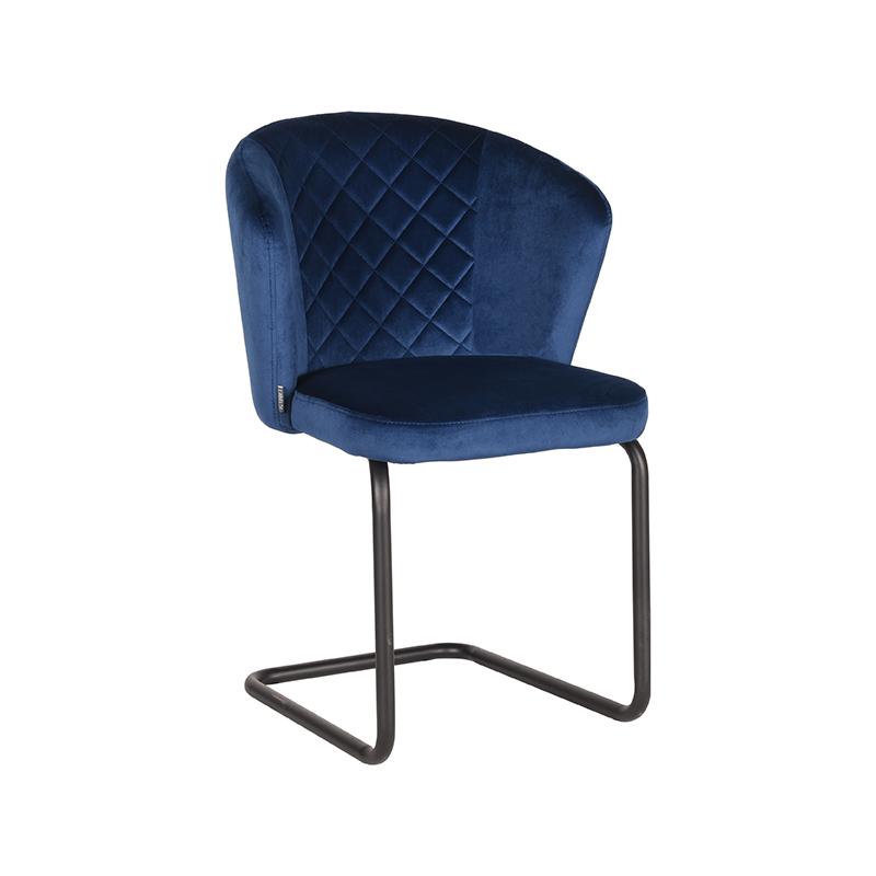 LABEL51 Eetkamerstoel Flow - Blauw - Fluweel