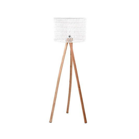 LABEL51 Vloerlamp Stripe - Wit - Mangohout