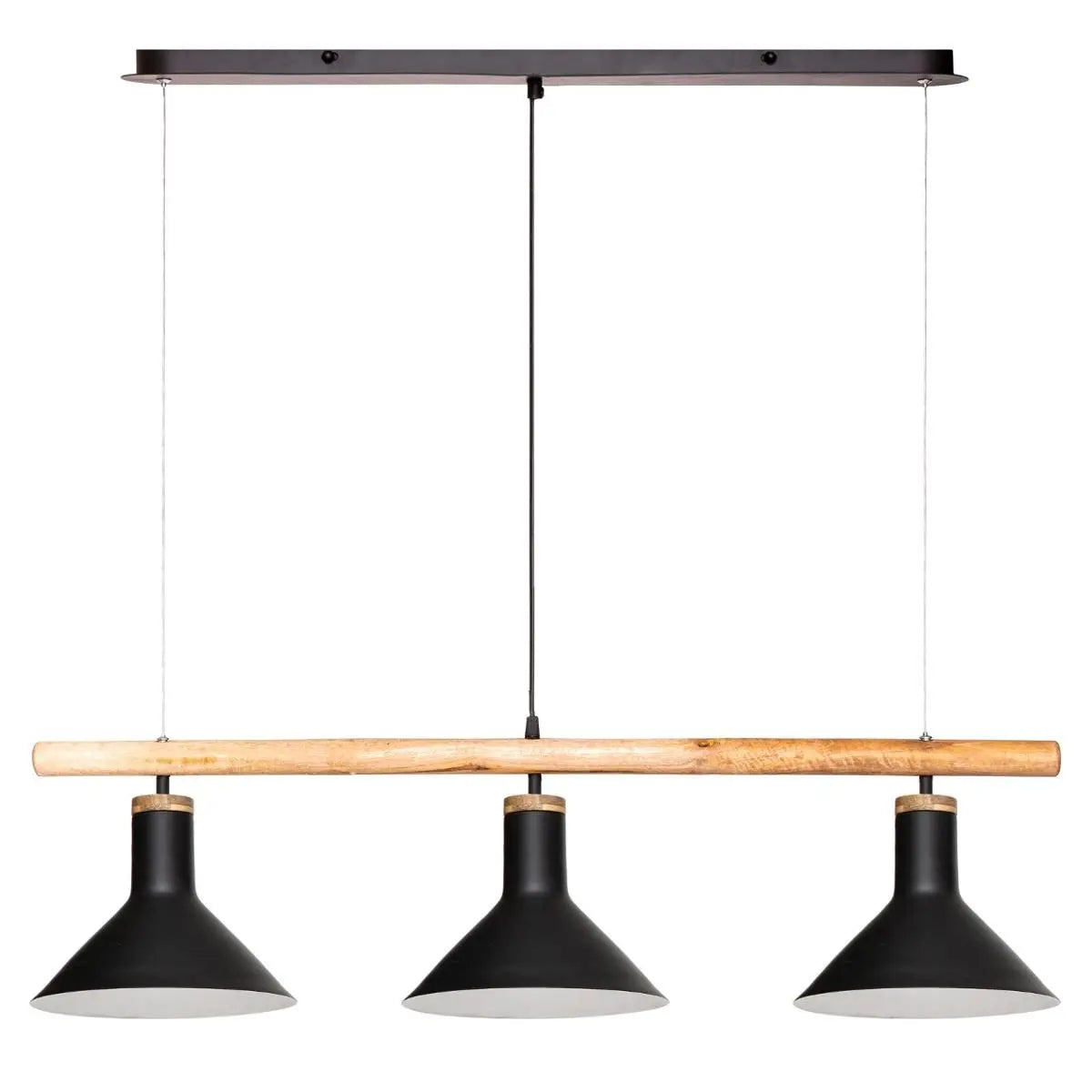 Suspension triple "Tim" L104cm en bois et métal