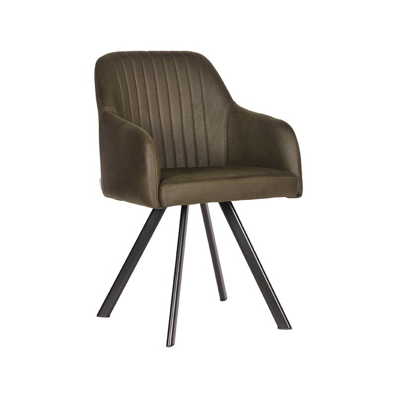 LABEL51 Eetkamerstoel Floor - Army green - Microfiber