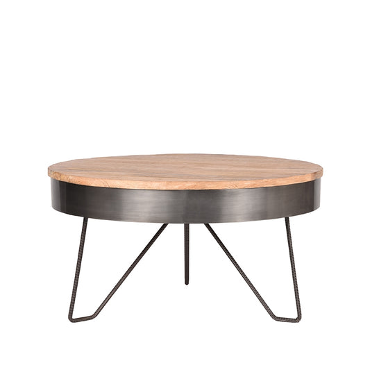 LABEL51 Salontafel Saran - Antiek grijs - Metaal - Rond - 80 cm