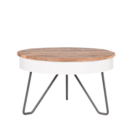 LABEL51 Salontafel Saria - Wit - Mangohout - Rond - 80 cm