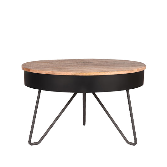 LABEL51 Salontafel Saria - Zwart - Mangohout - Rond - 80 cm
